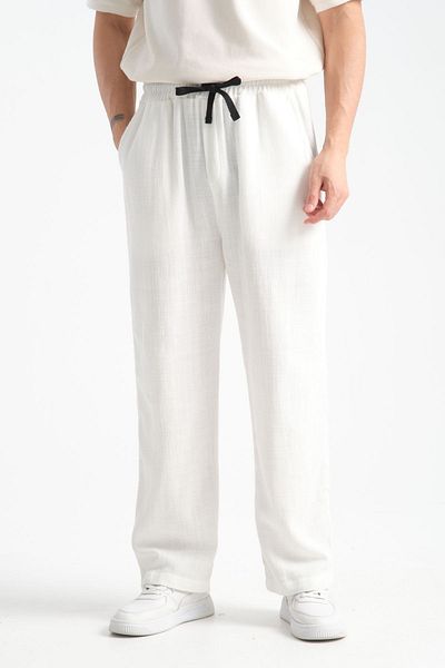 Redline Παχύ ανδρικό χοντρό φαρδύ λινό look casual παντελόνι με φαρδύ πόδι Νέα σεζόν