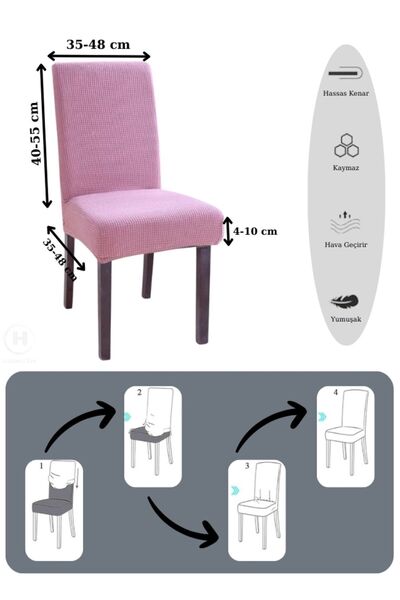 Hazineci Bey Sandalye Kılıfı Yıkanabilir Likralı Esnek Lastikli Bambu Sandalye Örtüsü