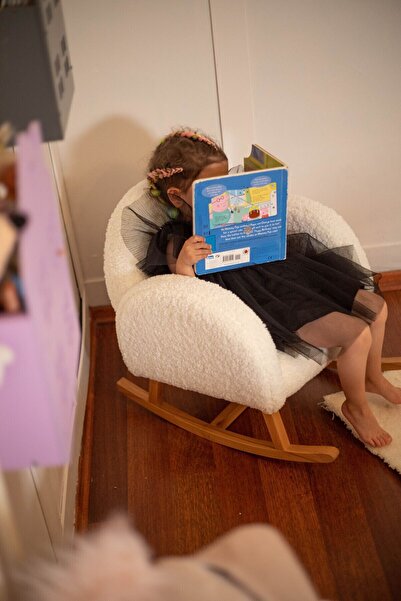 LAYKİDS Çocuk Odası Sallanan Sandalye Koltuk Ayakları Gürgen Ağacı Tek Parça ...