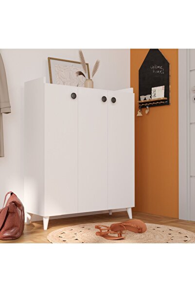 İMBAŞ 3 Kapaklı Çok Amaçlı Dolap Çok Amaçlı Mutfak Dolabı Banyo Dolabı Ayakkabılık Beyaz