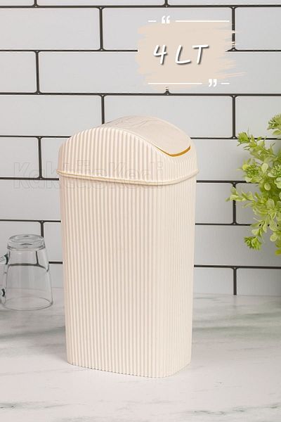 KaktüsKedi Κάδος απορριμμάτων μπάνιου 4 Lt Slim - Λευκός κάδος απορριμμάτων τουαλέτας