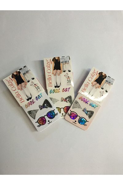 Bella Calze Children's Micro 50-Glasses Cat Patterned 6-Piece Pantyhose