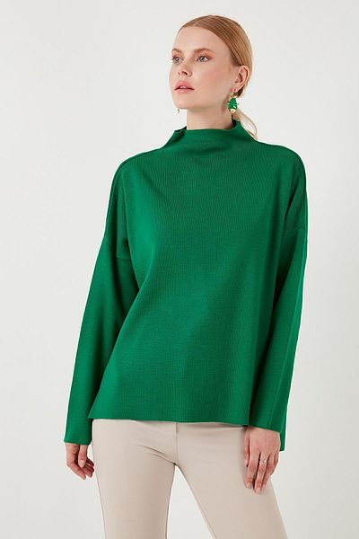 Lela Long Stand Collar Thin Knitwear Sweater - Back 4615002