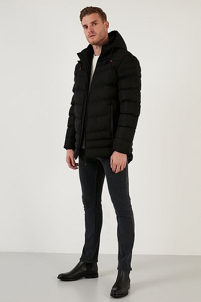Buratti Slim Fit Hooded Coat with Pockets Men's Coat 6274818