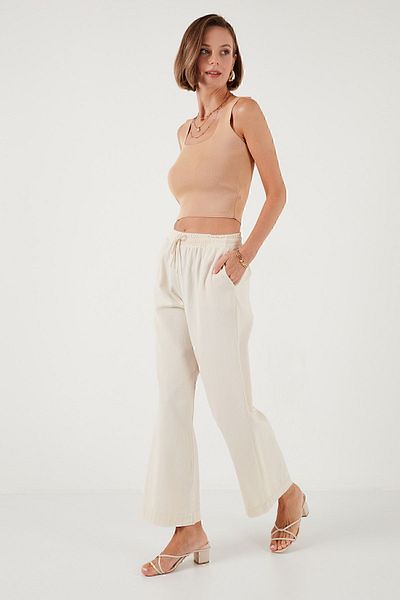 Lela Παντελόνι Regular Fit Loose Leg 100% βαμβακερό - ΠΑΝΤΕΛΟΝΙ 673PY2008
