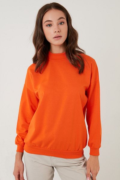 Lela Stand Collar Basic Cotton Knitted Sweat - 5863323