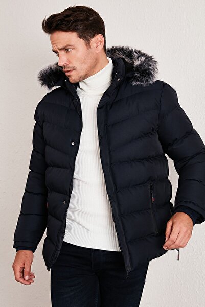 Buratti Тонкий облягаючий штучний хутряний плюшевий підкладка знімний капюшон туман чоловічий MONT 5761080 B