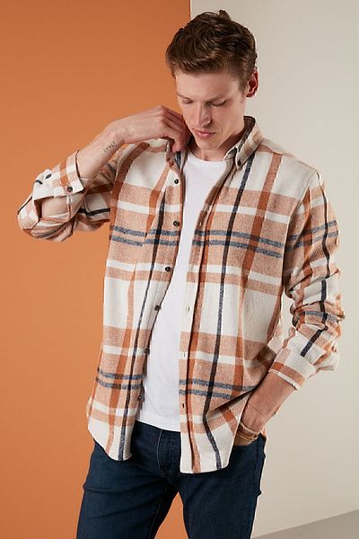 Buratti Cotton Plaid Slim Fit Winter Shirt Men's Shirt Cf23w114662