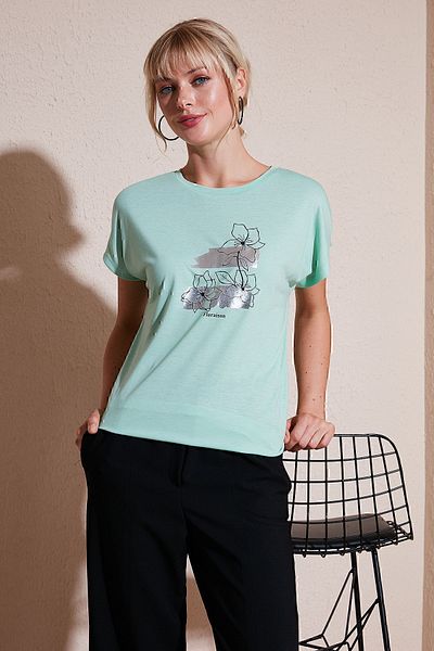 Lela T-Shirt με στάμπα με λαιμόκοψη με κανονική εφαρμογή - T-SHIRT 6671005