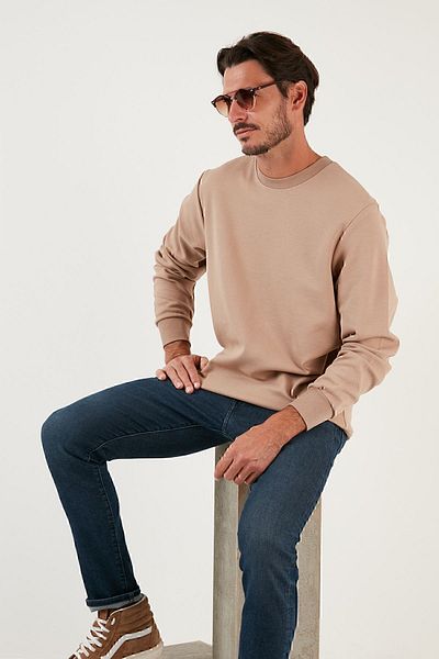 Buratti Βαμβακερό Crew Neck Regular Fit Basic Sweat Ανδρικός ΙΔΡΩΤΗΣ 5905521