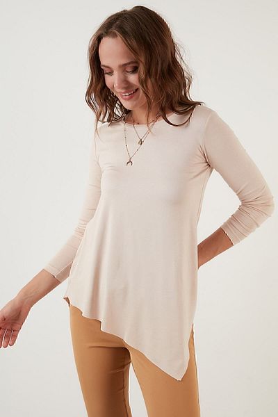 Lela Asymmetrical Cut Crew Neck Blouse Women's Blouse 5863545