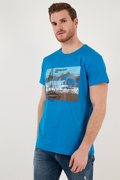 Buratti Ανδρικό μπλουζάκι με στάμπα Crew Neck 100% βαμβακερό Slim Fit T-shirt 541YELKEN24