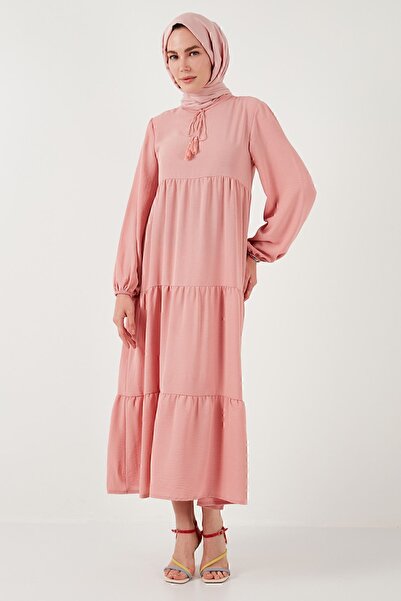 Lela Modest Regular Fit Dik Yaka Uzun Elbise ELBİSE 611EL545