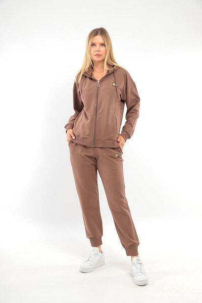 SOCCER Large Size Ribbed Hooded Women's Sweat Set - 21649