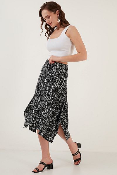 Lela Fustă midi cu volan cu model Fustă 5864073