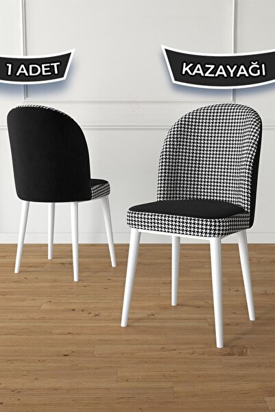 Canisa Kaze Serisi 1 Adet Kazayağı Desen Mutfak Sandalyesi Beyaz Metal Iskele...
