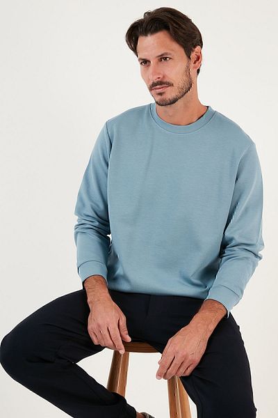 Buratti Βαμβακερό Crew Neck Regular Fit Basic Sweat Ανδρικός ΙΔΡΩΤΗΣ 5905521