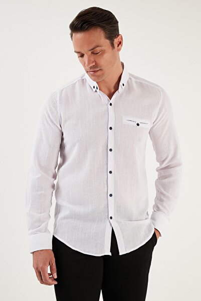 Buratti Men's 100% Cotton Slim Fit Long Sleeve Shirt Cf21s111498