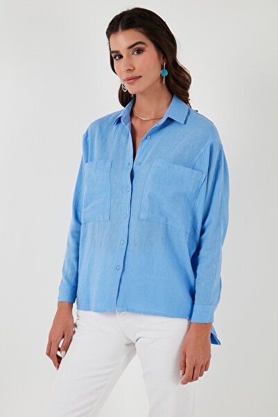 Lela Πουκάμισο με διπλή τσέπη 100% βαμβακερό χαλαρωτικό πουκάμισο με λεπτομέρεια στο πίσω παράθυρο 51444592