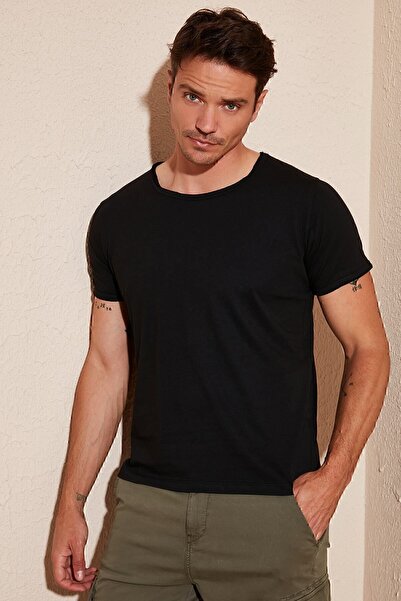 Buratti Ανδρικό μπλουζάκι Black Crew Neck Cotton Basic 54170
