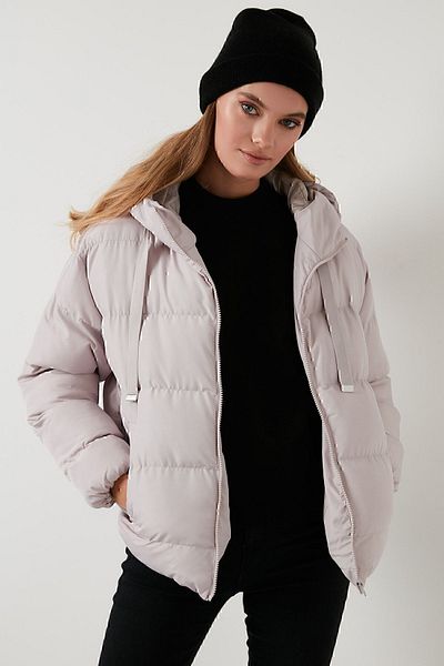 Lela Γυναικείο παλτό Puffer με κουκούλα και τσέπες 6020022
