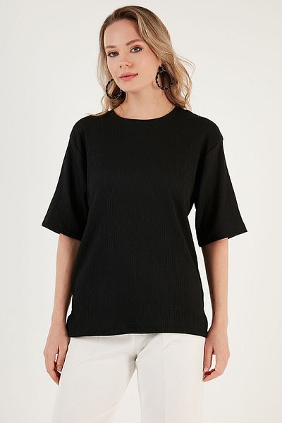 Lela Crew Neck Slit Detailed Wrapped Fabric Blouse BLUZ5865365