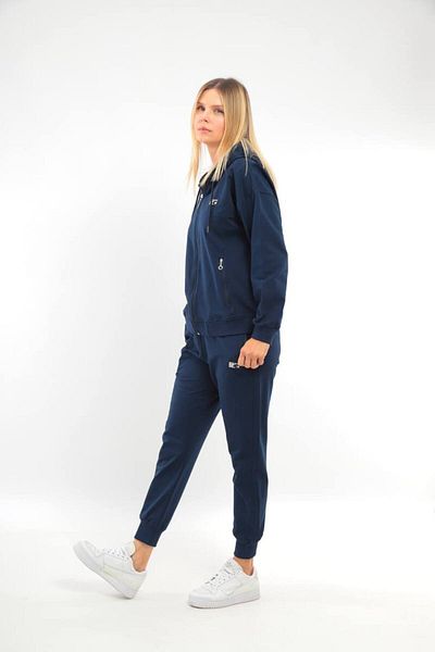 SOCCER Large Size Ribbed Hooded Women's Sweat Set - 21649