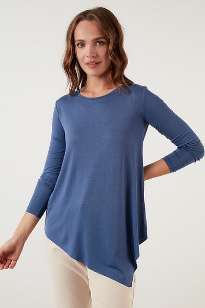Lela Asymmetrical Cut Crew Neck Blouse Women's Blouse 5863545