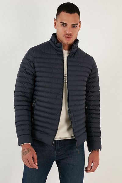 Buratti Ανδρικό παλτό Water Repellent Slim Fit Stand γιακά με τσέπες 649010