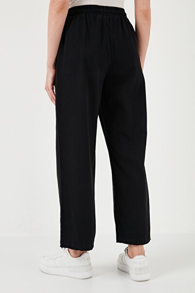 Lela Cotton Waist-Tied High Waist Wide Leg Pocket Regular Fit Trousers Pants 668yp4