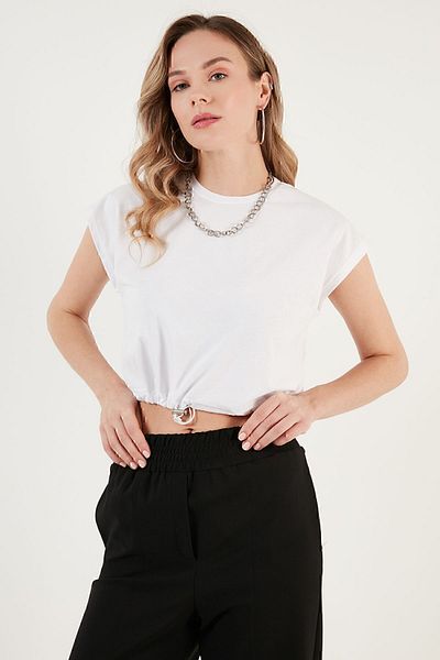 Lela Tricou crop cu gât 100% bumbac T SHIRT5865587