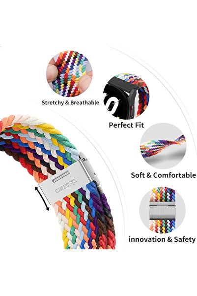 MMPSHOP Samsung Galaxy Watch 4 5 6 7 Fe 40 44mm Classic 42 43 46 47mm Uyumlu 20mm Metal Klips Örgü Kordon