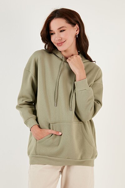 Lela Regular Fit Cotton Hooded Collar Rose Winter Sweat Sweat 5863854