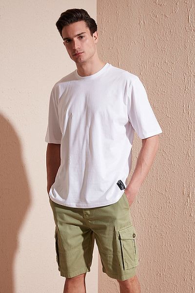 Buratti 100% βαμβακερή πλάτη με στάμπα Oversize Ανδρικό μπλουζάκι με λαιμόκοψη 5902636