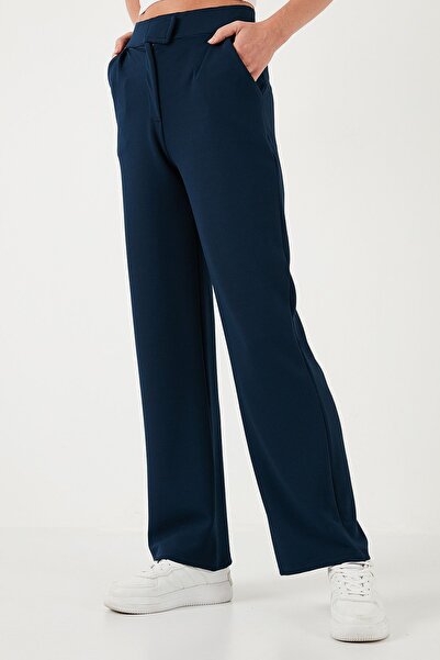 Lela Regular Fit Yüksek Bel Bol Paça Pantolon Pantolon 5861279
