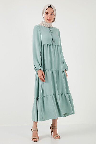 Lela Modest Regular Fit Dik Yaka Uzun Elbise  ELBİSE 611EL545