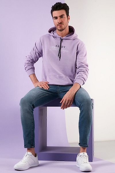 Buratti Slim Fit Printed Hooded Kangaroo Pocket Cotton Sweat Ανδρικός ιδρώτας 5414020