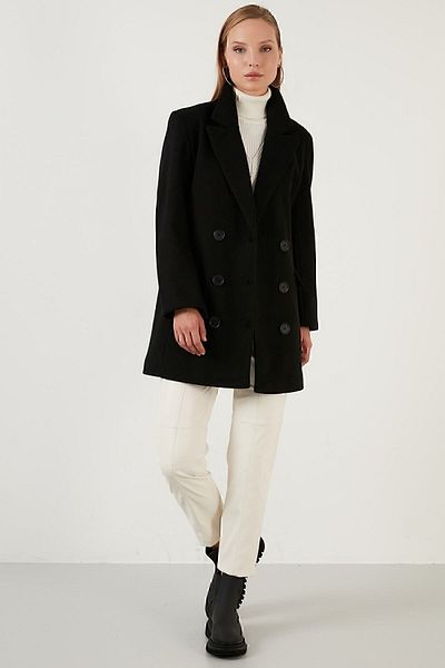 Lela Oversize Double Buttoned Long Coat with Pockets 6230058