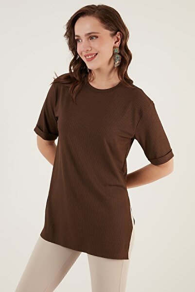 Lela Извънгабаритна блуза с деколте и цепка, блуза 5863683