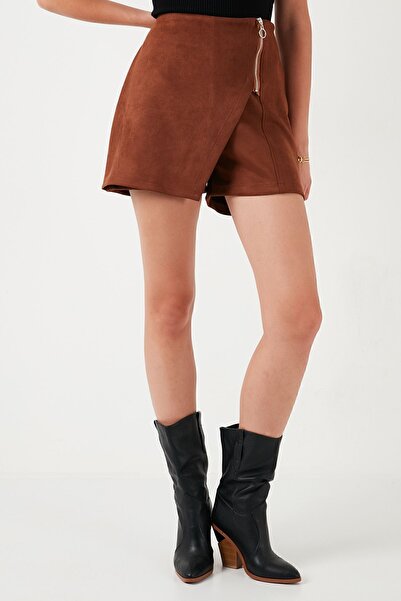 Lela Fusta scurtă de iarnă cu croială asimetrică - Detaliată cu fermoar 5865969