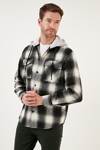 Buratti Καρό ανδρικό πουκάμισο ξυλοκόπο με κουκούλα διπλής τσέπης Cf22w2650