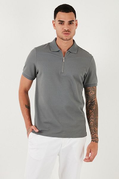Buratti Ανδρικό βαμβακερό μπλουζάκι με λαιμόκοψη polo - με φερμουάρ, κανονική εφαρμογή5902915