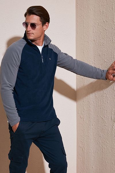 Buratti Ανδρικό Winter Fleece - Slim Fit, μισό φερμουάρ, ράστερ POLAR 5906055