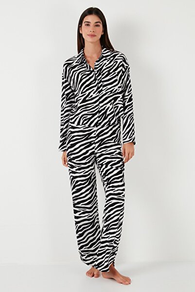 Lela Σετ καλοκαιρινής πιτζάμα με μοτίβο χαλαρής εφαρμογής Φαρδύ πόδι Σετ πιτζάμα 6110014