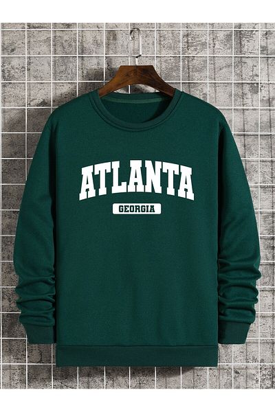 MODARİCH Φούτερ Atlanta Nefti Green Oversize - Χοντρό χειμωνιάτικο, ροζ ρολό λαιμόκοψη