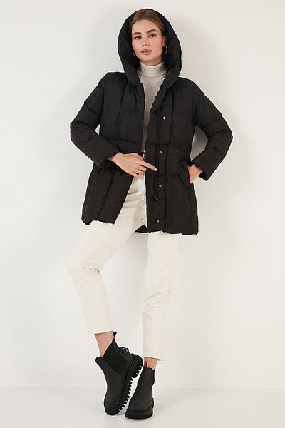 Lela Pocketed Belted Hooded Regular Fit Winter Puffer Coat 55650154