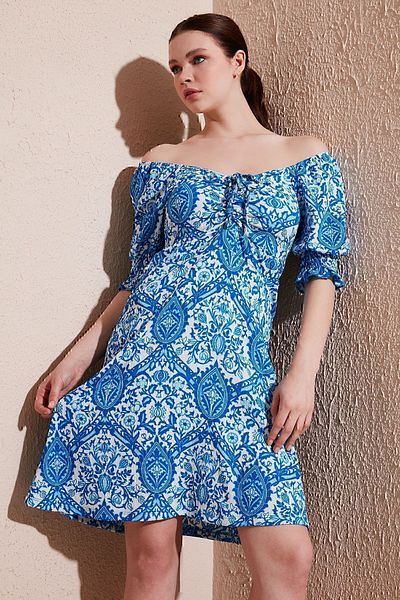 Lela Μπροστινό μαζεμένο φόρεμα με λαιμόκοψη V με μανίκια Gipeli ΦΟΡΕΜΑ 5865070