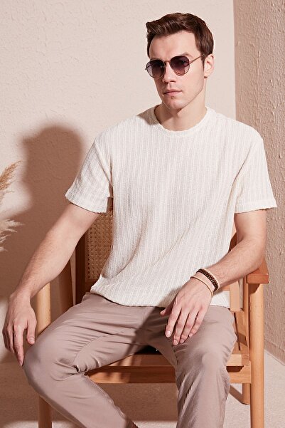 Buratti Стандартна тениска с кръгло деколте от смесен памук Мъжки тениски CF24S218001