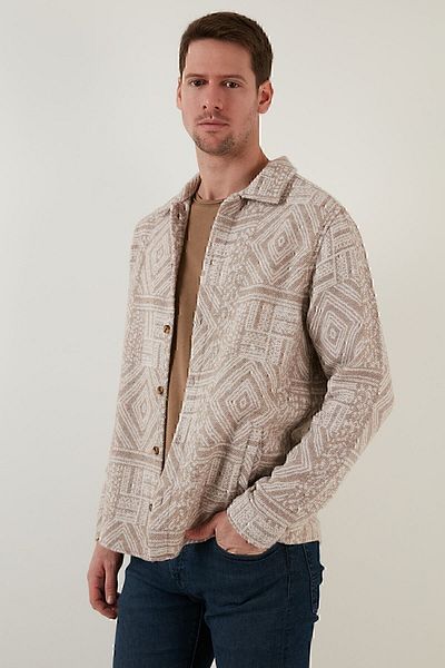 Buratti Χειμερινό πουκάμισο με μοτίβο Slim Fit Ανδρικό πουκάμισο Cf23w 346032