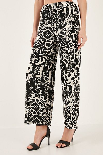 Lela Patterned High Waist Wide Leg Trousers PANTS5865681
